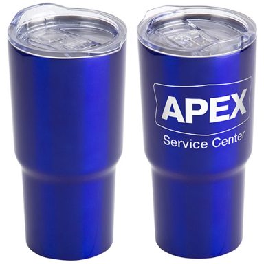 Blue custom printed insulated tumblers