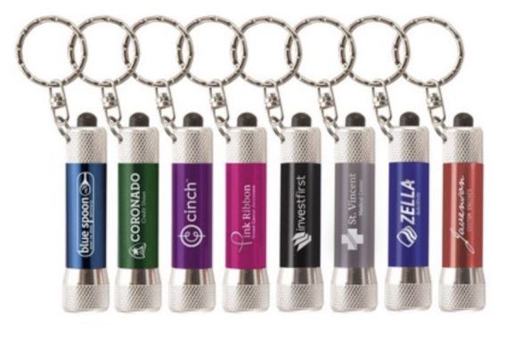 Assorted promotional keychains